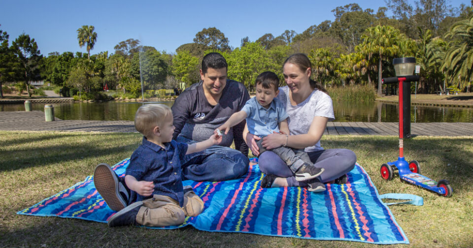 A family having a picnic at a park