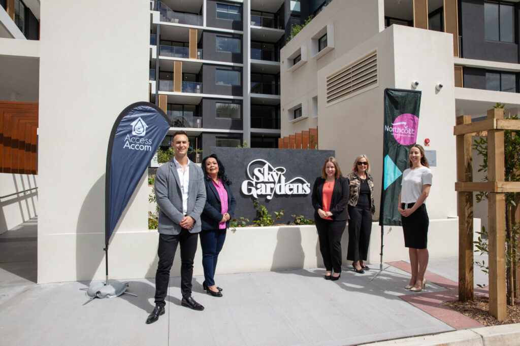 AccessAccom and Northcott team members at Sky Gardens, Ryde