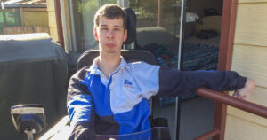 Northcott customer Travis in blue shirt