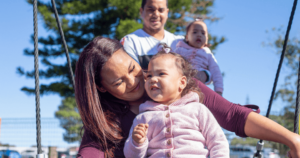 Mother and her daughter smiling