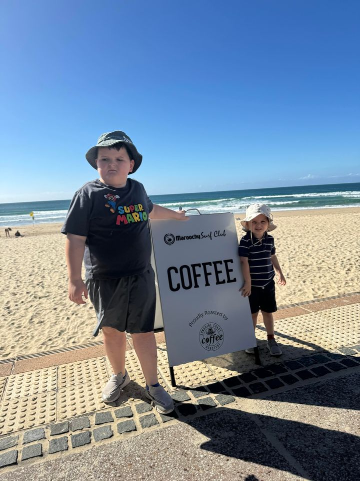 Two boys at beach.