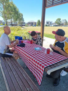 People sharing picnic