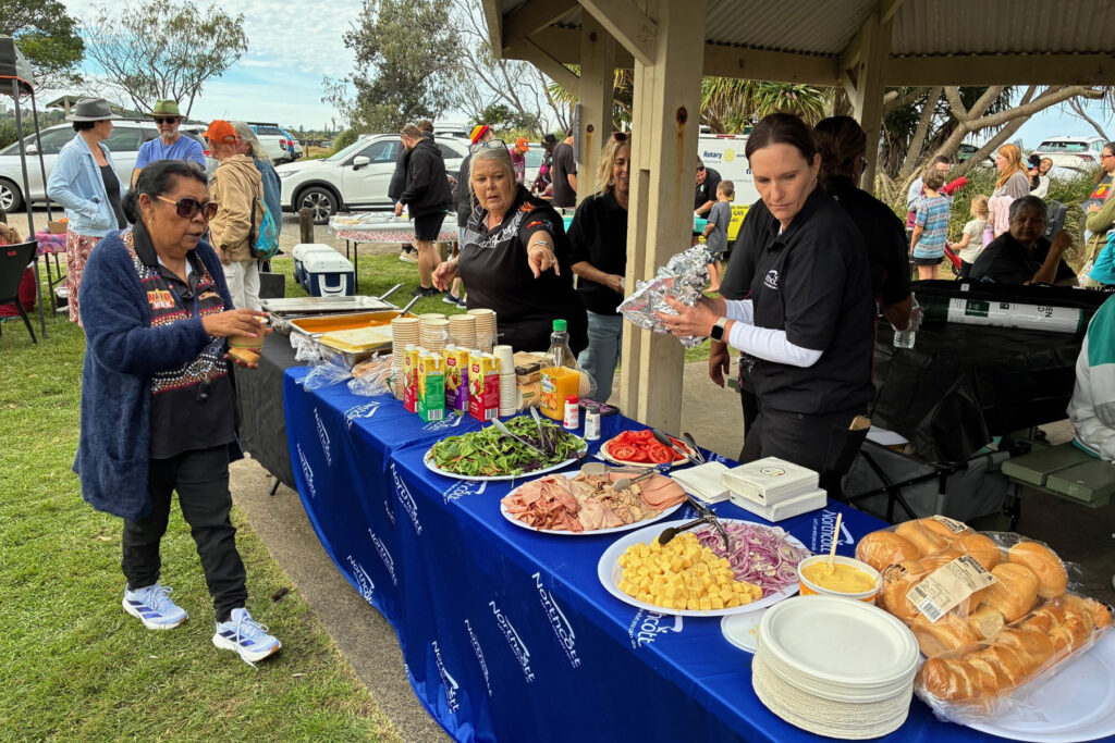 A table loaded with lunch items at Ballina Community Day